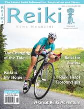 Reiki News Magazine Summer 2016 featuring a person cycling on a paved road through a green landscape.