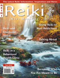 Reiki News Fall 2020 cover featuring a serene waterfall and forest landscape.