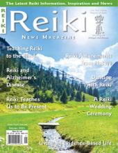 Cover of Reiki News Magazine, Spring 2021, featuring a peaceful mountain stream and landscape.