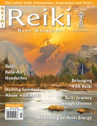 Reiki News Winter 2021 cover featuring featuring a scenic mountain and river landscape.