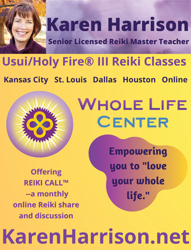 Karen Harrison Licensed Reiki Master Teacher Fall 2025 Reiki News Magazine Ad