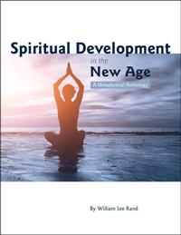 Book cover showing a person meditating on a beach at sunrise with the title “Spiritual Development in the New Age” by William Lee Rand.