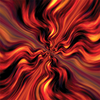 Vivid swirling pattern of fiery red, orange, and yellow tones forming an abstract, flame-like vortex.