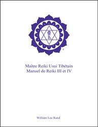 White book cover with purple ICRT logo and French text reading “Maître Reiki Usui Tibetain, Manuel de Reiki III et IV.”