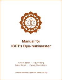 Cover of the Swedish "ICRT Animal Reiki Master Manual" manual featuring a brown ICRT logo and text on a white background.